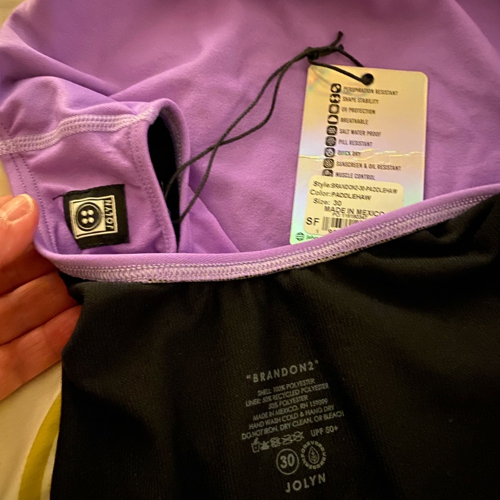Jolyn Clothing Purple and Black One Piece Swimsuit - Picture 4 of 5